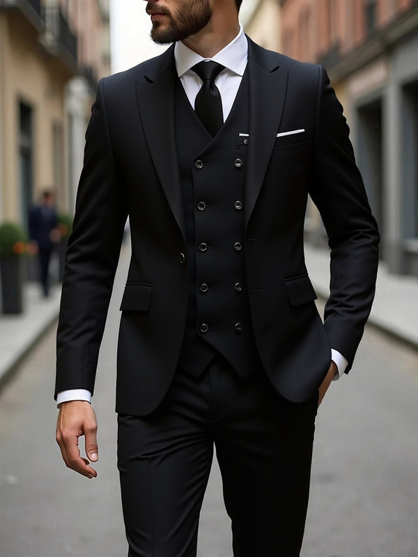 Double-breasted Suit Set Mens Three-piece Business Suit