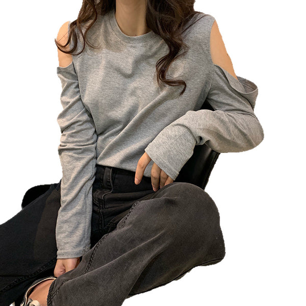 Niche, Designer-style Off-shoulder Long-sleeve T-shirt Womens Top