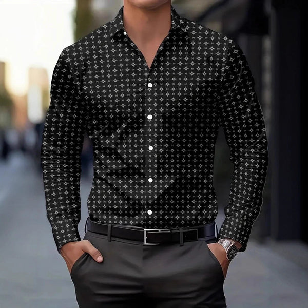 Fashionable Casual Printed Long-Sleeve Mens Shirt
