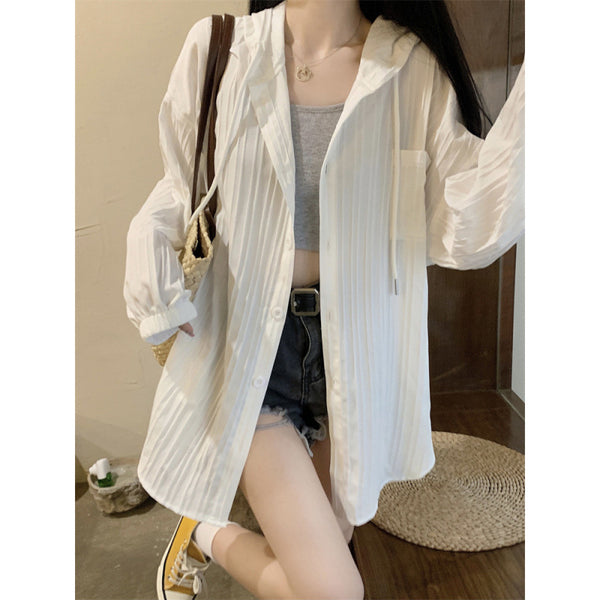 SpringSummer All-Match Mid-Length Loose Cardigan With Hood