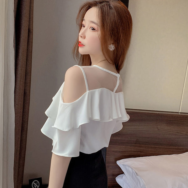 Solid-color Loose-fitting Womens Chic Blouse