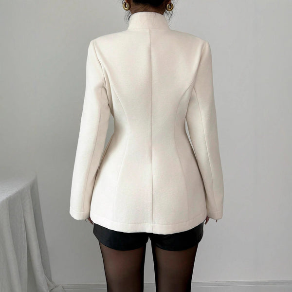 Womens Tailored Wool Coat With Buttons