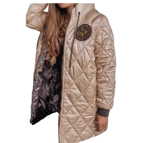 Loose-fitting Long-sleeve Zip-up Cotton Jacket