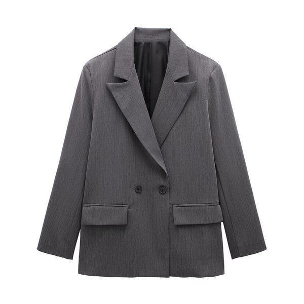 Summer Casual Relaxed-fit Double-breasted Blazer