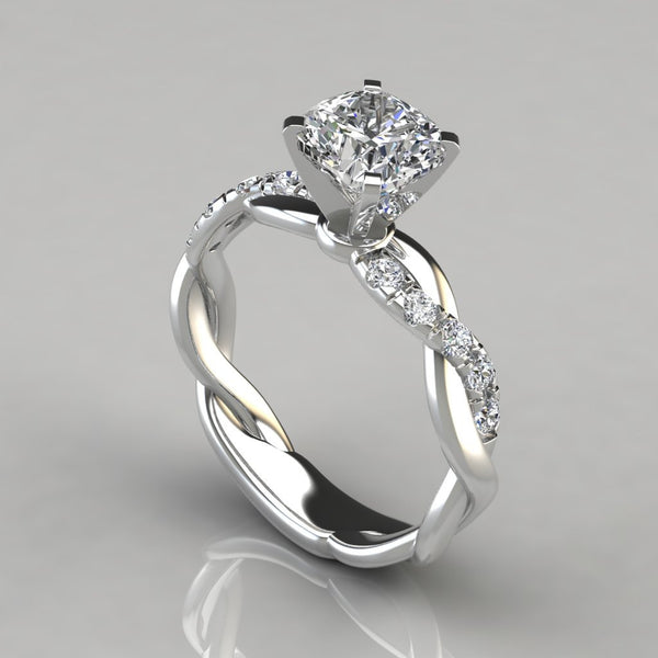 New 18K Rose Gold Plated Two-Tone Princess Cut Ring, Engagement Band