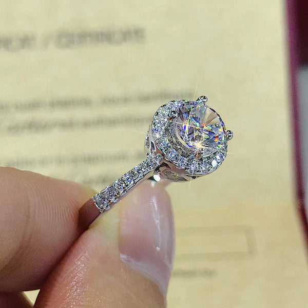 New Simulated Moissanite Ring For Women, INS Style Cluster Zircon Adjustable Band