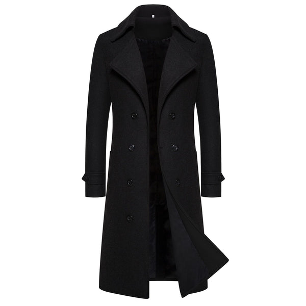 Autumn And Winter Long Double Breasted Trench Coat Men's Woolen