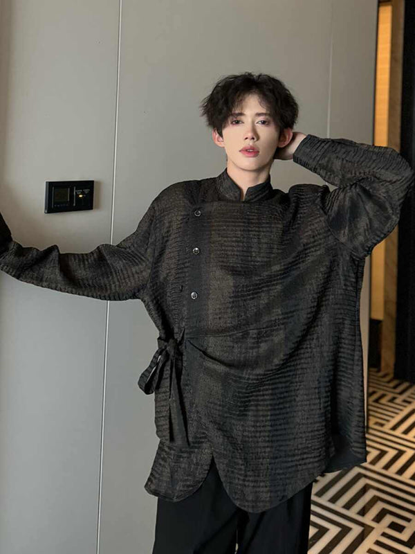 Men's Textured Irregular Patchwork Shirt