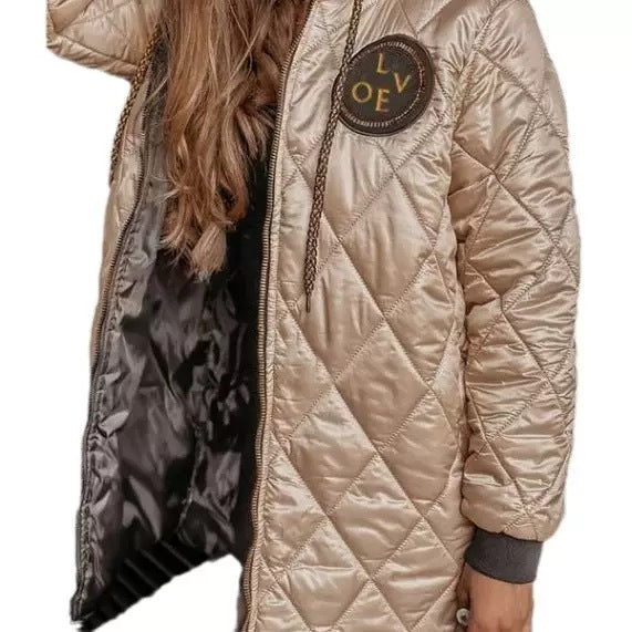 Loose-fitting Long-sleeve Zip-up Cotton Jacket