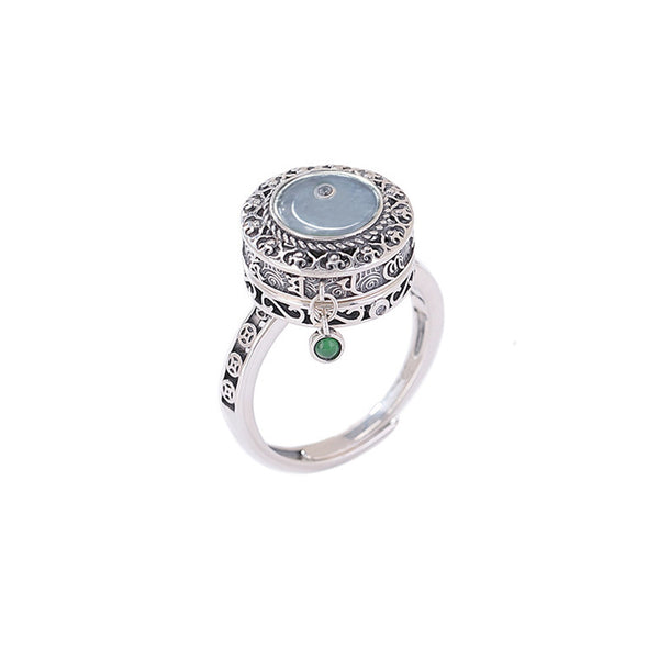 Womens Rotatable Vintage Copper Coin Peace Charm Ring
