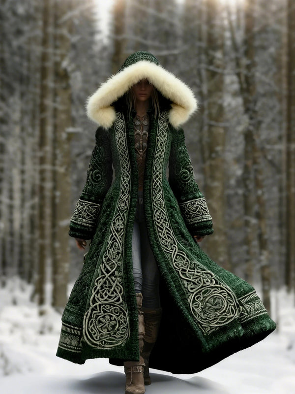 Long Loose-fitting Hooded Coat With A 3D Digital Print