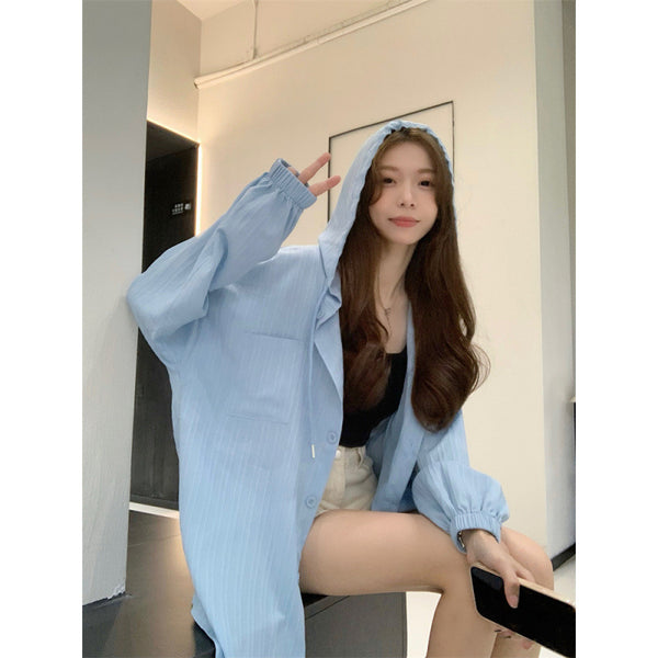 SpringSummer All-Match Mid-Length Loose Cardigan With Hood