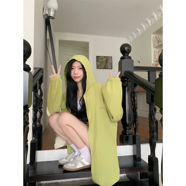 SpringSummer All-Match Mid-Length Loose Cardigan With Hood