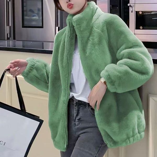 Women's Fashionable Double-Faced Fleece Loose Turtleneck Coat