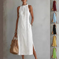 Women's Halter Neck Sleeveless Dress Lace Patchwork Holiday Style Summer Top