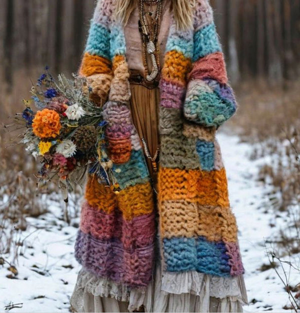 Rainbow-print Womens Hooded Dress-cape
