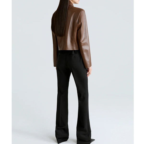 Womens Biker-style Lapel Leather Jacket