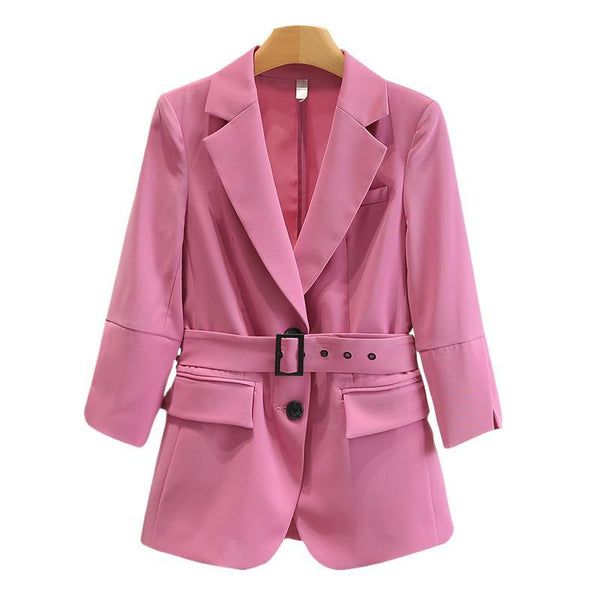 Solid-color Three-quarter-sleeve Casual Blazer For Women