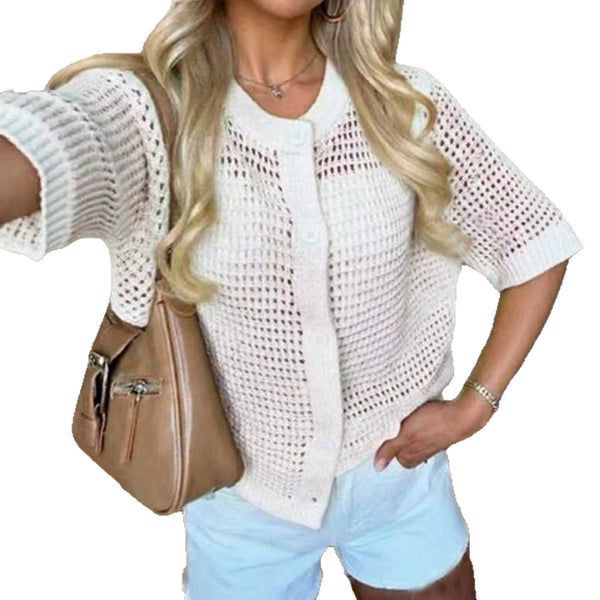 Women's Solid-color Cardigan Sweater Top