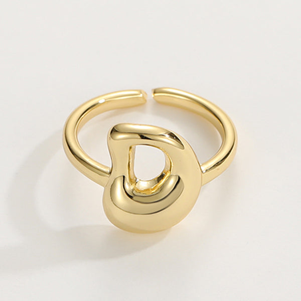 Adjustable English Letter Ring With Adjustable Opening