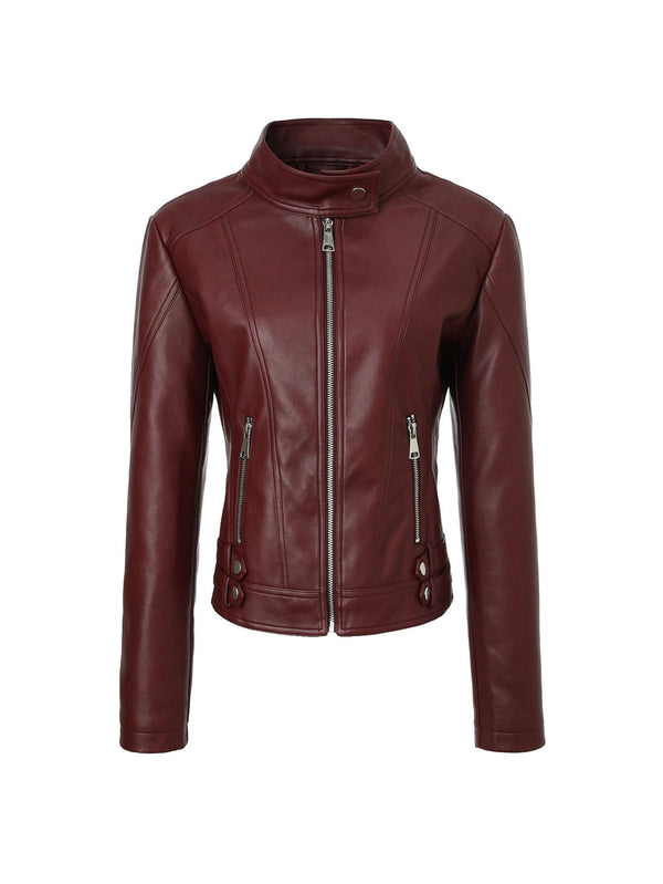 Plus-size Womens Slim-fit Stand-up Collar Jacket