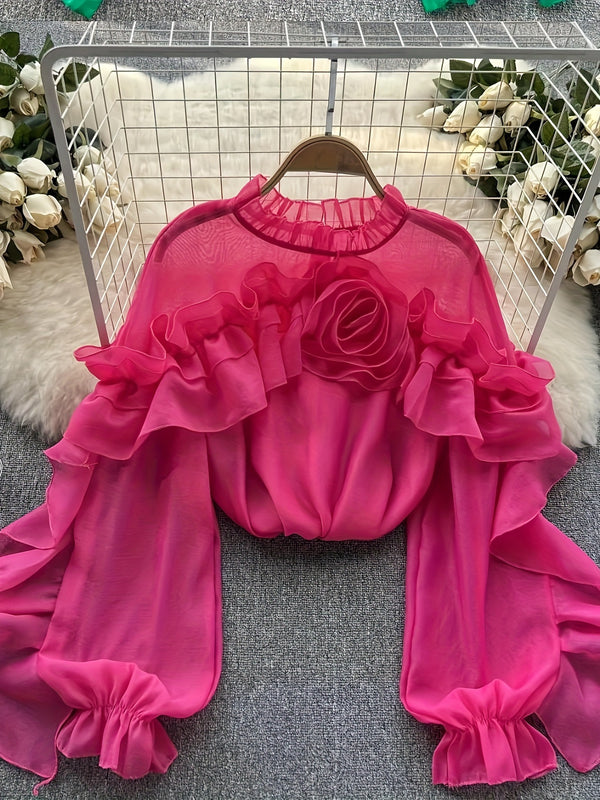 Women's Irregular Floral Fashionable Casual Shirt