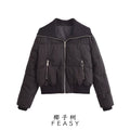 Street-style Ribbed Cotton-padded Jacket