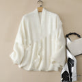 Loose-fit Brushed Cashmere Sweater With A Straight-cut Long-sleeved V-neck Cardigan Design And A Shawl-style Collar