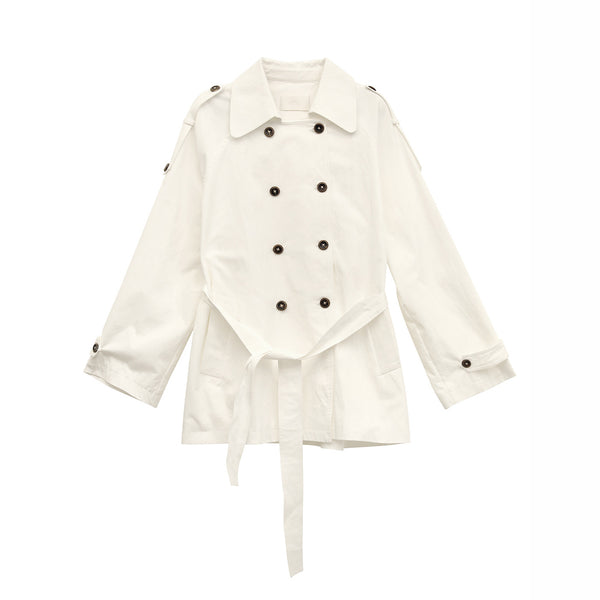 Womens Fashion Double-Breasted Lapel Mid-Length Trench Coat
