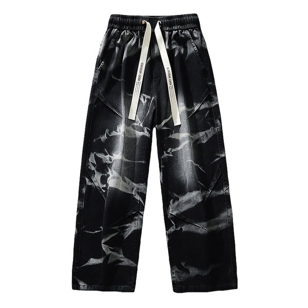 Fashionable Wide Leg Straight Cut Loose Fit Stretchy Casual Denim Jeans
