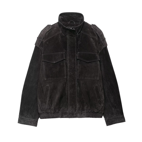 Temperament Women's Suede Texture Leather Coat