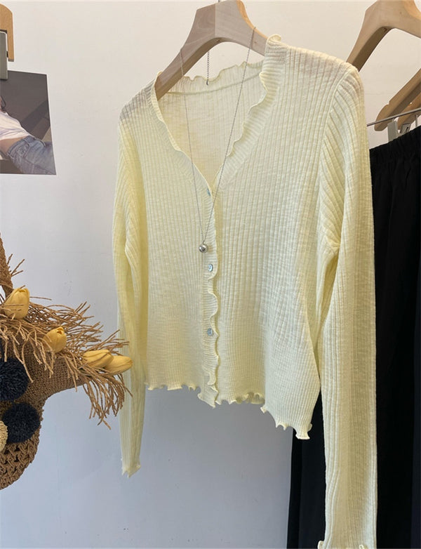 Women's Ruffled-edge Thin Casual Cardigan
