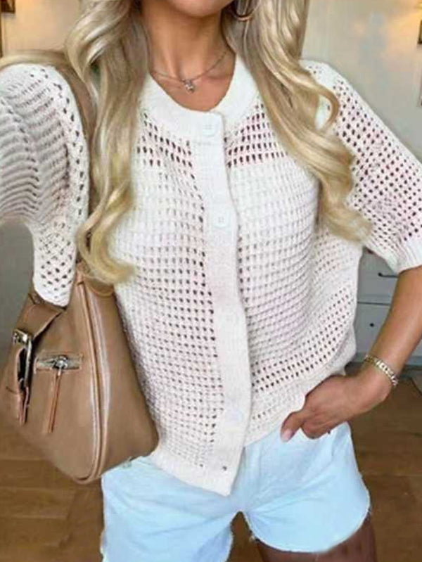 Women's Solid-color Cardigan Sweater Top