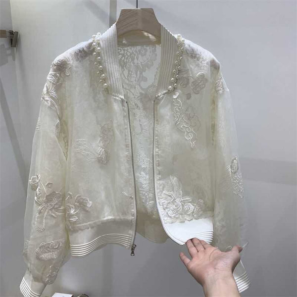Summer New Chinese Style National Chic Beaded Embroidery Sun Protective Jacket