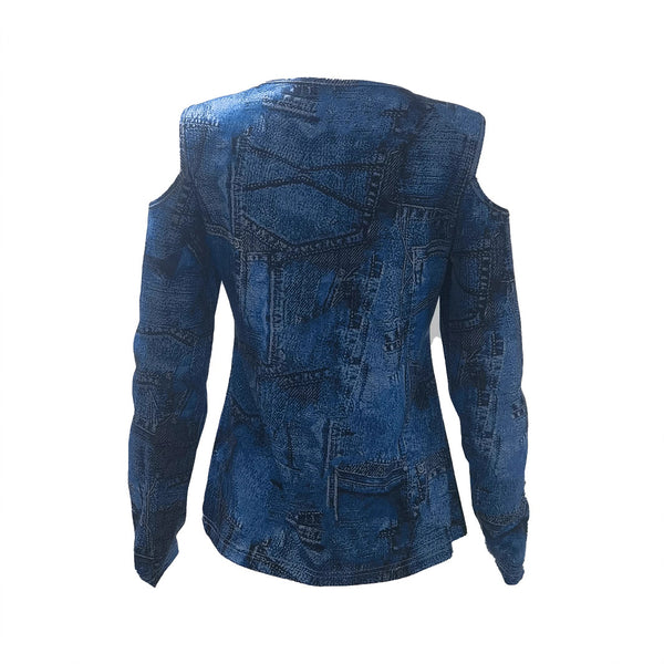 Front-zip Printed Elegant Casual Fashion Top