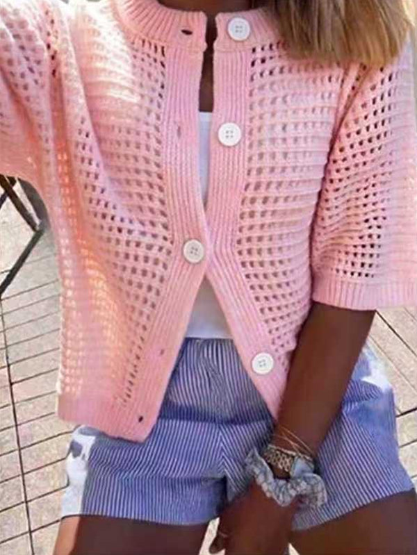 Women's Solid-color Cardigan Sweater Top