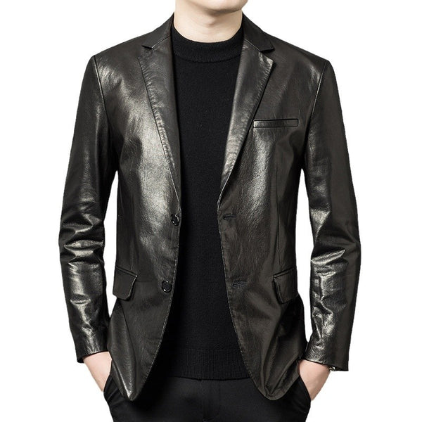 High-end Oil-Waxed Sheepskin Fashionable Casual Blazer