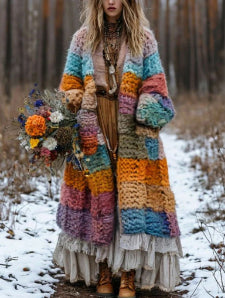 Rainbow-print Womens Hooded Dress-cape