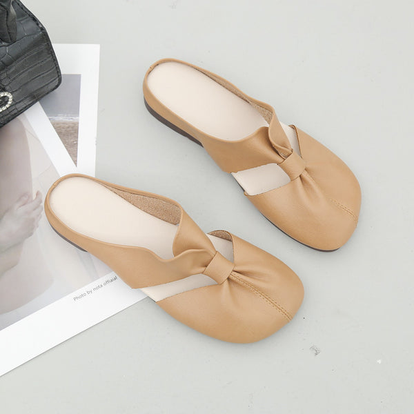Flat-Soled Soft-Soled Lazy Casual Closed-Toe Half Slippers Mother Shoes