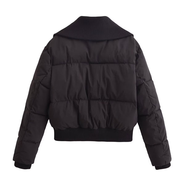 Street-style Ribbed Cotton-padded Jacket