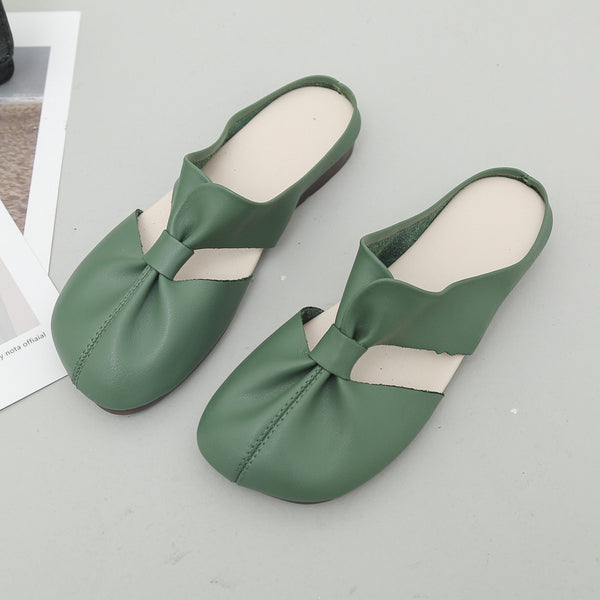 Flat-Soled Soft-Soled Lazy Casual Closed-Toe Half Slippers Mother Shoes