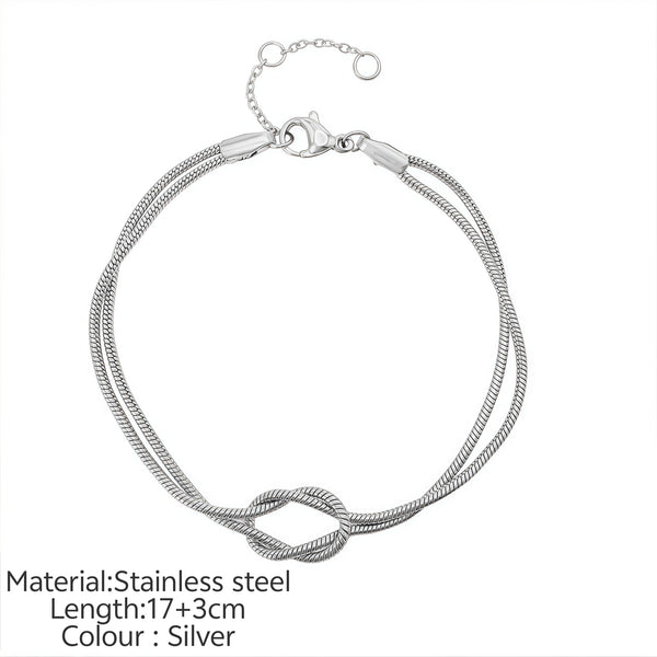 Simple Knotted Bracelet Ins Stainless Steel Lightweight Unisex Minimalist Jewelry