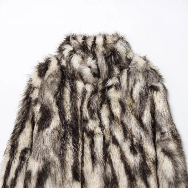 Fashionable Slightly Mature Faux Fur Coat Jacket
