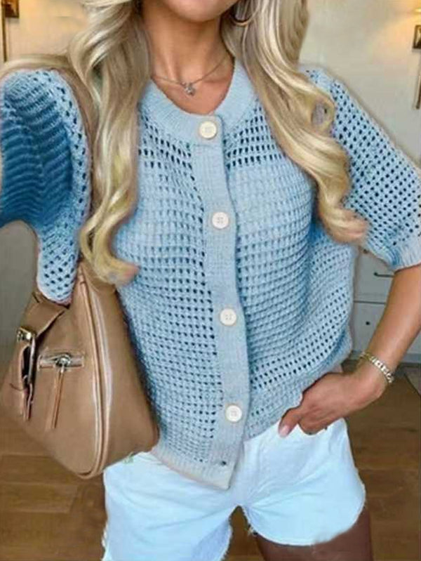 Women's Solid-color Cardigan Sweater Top