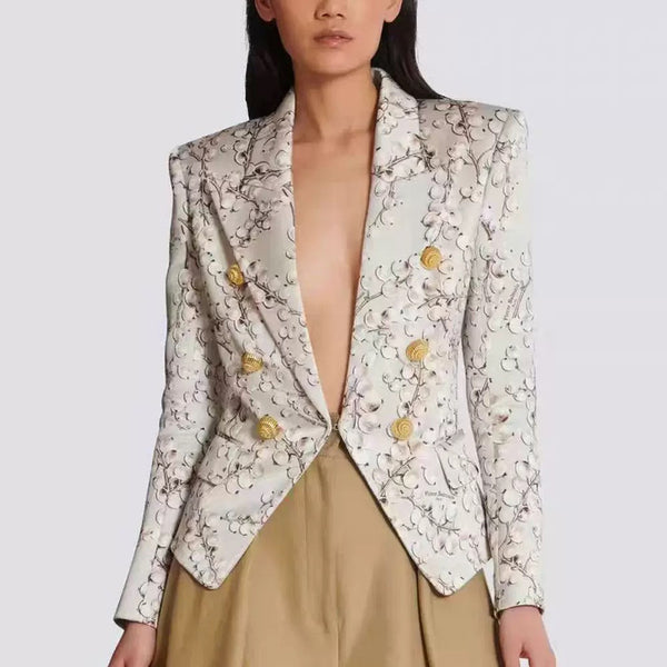 Printed Long-Sleeve Fashionable Suit Blazer Coat