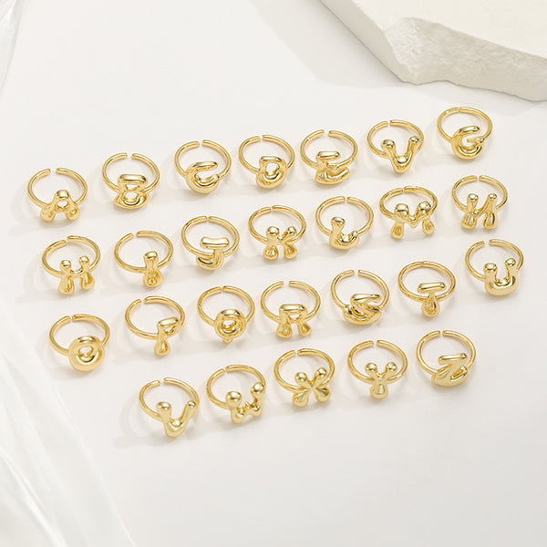 Adjustable English Letter Ring With Adjustable Opening
