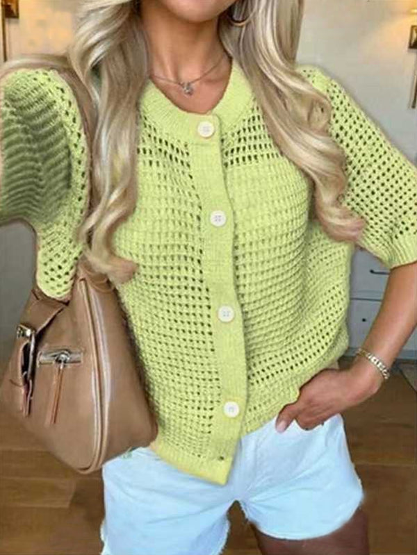 Women's Solid-color Cardigan Sweater Top