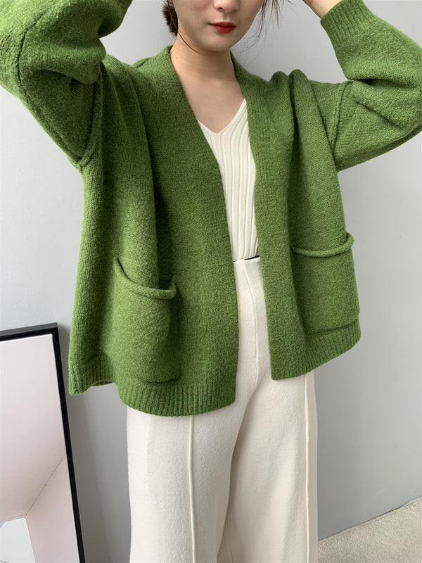 Casual Knitted Cardigan Laid-back Style Womens