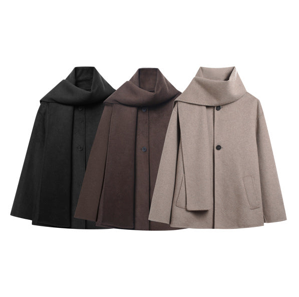 Fashionable And Elegant Womens Scarf Short Coat Jacket