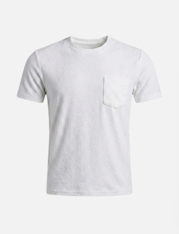 Retro Washed Pocket 3D Digital Print All-Match Crew Neck Short-Sleeve T-Shirt
